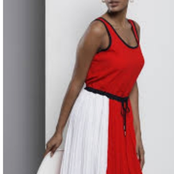Tommy Hilfiger  Twill F&F Pleated Midi Dress  Size 14 - Picture 2 of 8